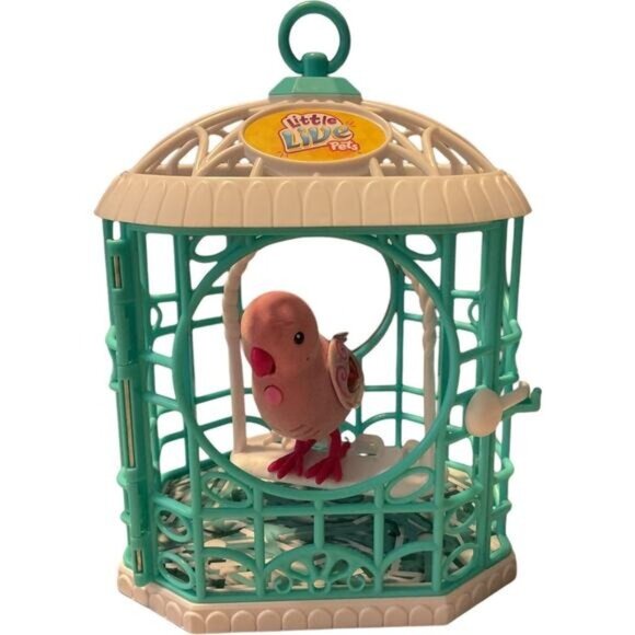 Little Live Pets Bird Cage With Interactive Working Pink Parakeet - Picture 1 of 6